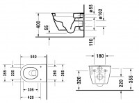 MEDIDAS INODORO SUSPENDIDO DARLING NEW DURAVIT